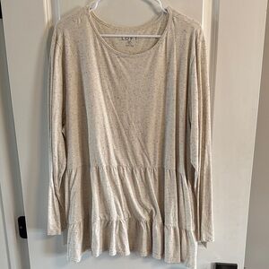 LOFT Speckled Cream Long Sleeve Top - Size 20/22